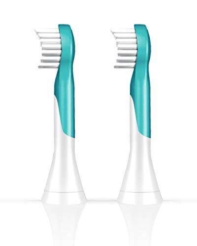 Philips Sonicare for Kids 3+ Genuine Replacement Toothbrush Heads, 2 Brush Heads, Turquoise and White, Compact, HX6032/94