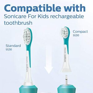 Philips Sonicare for Kids 3+ Genuine Replacement Toothbrush Heads, 2 Brush Heads, Turquoise and White, Compact, HX6032/94