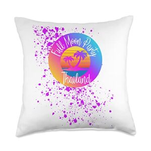 Rock Dolphin - Thai Style Fun Tops Travel to Thailand Islands Party Hard at The Full Moon Throw Pillow, 18x18, Multicolor