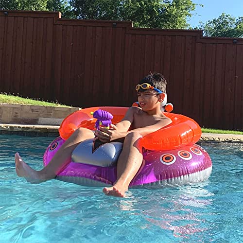 Swimline 9078 Inflatable UFO Lounge Chair Swimming Pool Float with Built-in Squirt Gun and Backrest for Adults and Kids Ages 4 Years and Up (2 Pack)