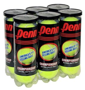 penn championship tennis balls – extra duty felt pressurized tennis balls – 6 cans, 18 balls