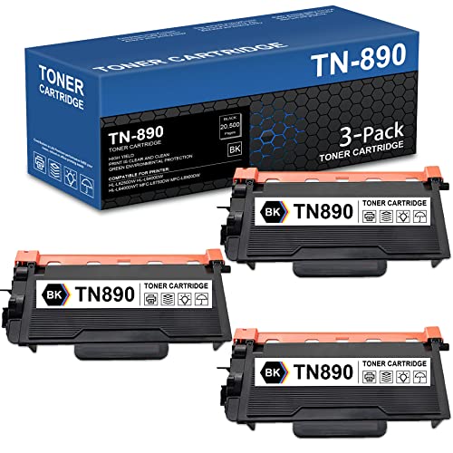 NUCALA Compatible TN890 TN 890 TN-890 High-Yield Toner Cartridge Replacement for Brother HL-L6400DW HL-L6250DW HL-L6400DWT MFC-L6900DW MFC-L6750DW Printer (3-Pack, Black 20,500 Pages)