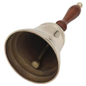 8.5"(H) 4"(D) Solid Brass Bell Quality Wooden Handle Bell Perfect for Dinner, Indoor, Outdoor, School, Bar, Reception, Last Order & Church by The Metal Magician