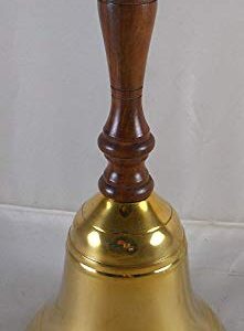 8.5"(H) 4"(D) Solid Brass Bell Quality Wooden Handle Bell Perfect for Dinner, Indoor, Outdoor, School, Bar, Reception, Last Order & Church by The Metal Magician