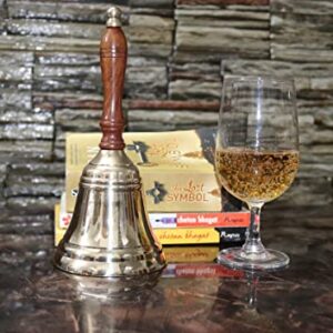 8.5"(H) 4"(D) Solid Brass Bell Quality Wooden Handle Bell Perfect for Dinner, Indoor, Outdoor, School, Bar, Reception, Last Order & Church by The Metal Magician