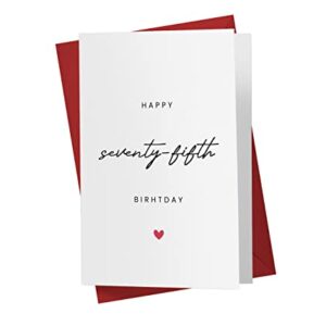 75th Birthday Card for Him Her - 75th Anniversary Card For Dad Mom - 75 Years Old Birthday Card For Brother Sister Friend - Happy 75th Birthday Card for Men Women - Karto - Simple 75th