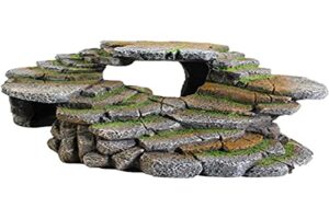 penn-plax reptology shale scape step ledge & cave hideout – decorative resin for aquariums & terrariums – great for reptiles, amphibians, and fish – large