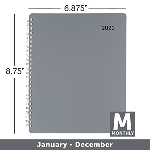 Office Depot® Brand Monthly Planner, 7" x 9", Silver, January To December 2023, OD001730