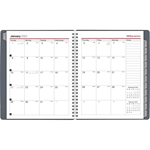 Office Depot® Brand Monthly Planner, 7" x 9", Silver, January To December 2023, OD001730