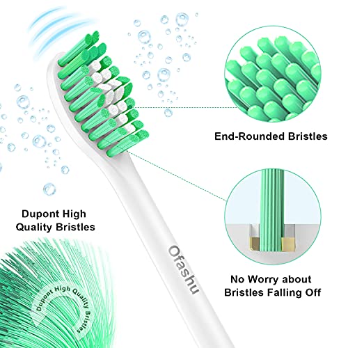 Replacement Heads for Philips Sonicare E-Series - Ofashu Brush Head Compatible with Essence Xtreme Elite Advance HX7022 HX5610 White, 6 Packs Screw-on Electric Toothbrush