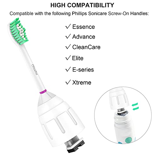 Replacement Heads for Philips Sonicare E-Series - Ofashu Brush Head Compatible with Essence Xtreme Elite Advance HX7022 HX5610 White, 6 Packs Screw-on Electric Toothbrush