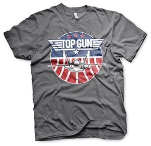 top gun officially licensed tomcat mens t-shirt (dark grey), large