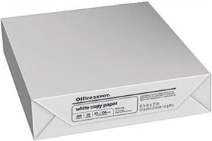 office depot copy fax laser inkjet printer paper, 8 1/2 inch x 11 inch letter size, 20 lb, 92 us / 105 euro bright white, acid free, ream, 500 total sheets (273646/ream)