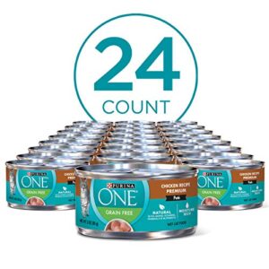 Purina ONE Natural, Grain Free Wet Cat Food Pate, Chicken Recipe - (24) 3 oz. Pull-Top Cans