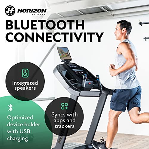 Horizon Fitness 7.0 at Studio Series Smart Treadmill with Bluetooth and Incline, Heavy Duty Folding Treadmill 325 lbs Weight Capacity, Pro Running Machine for Home Exercise and Running with Apps