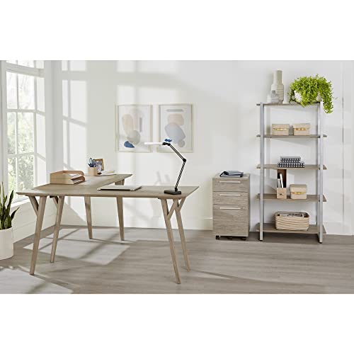 Realspace® Trezza 62"W L-Shaped Desk, Light Oak