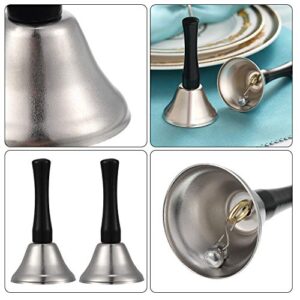 24 Pieces Hand Bells Steel Service Handbells Black Wooden Handle Diatonic Metal Bells Musical Percussion (Silver)