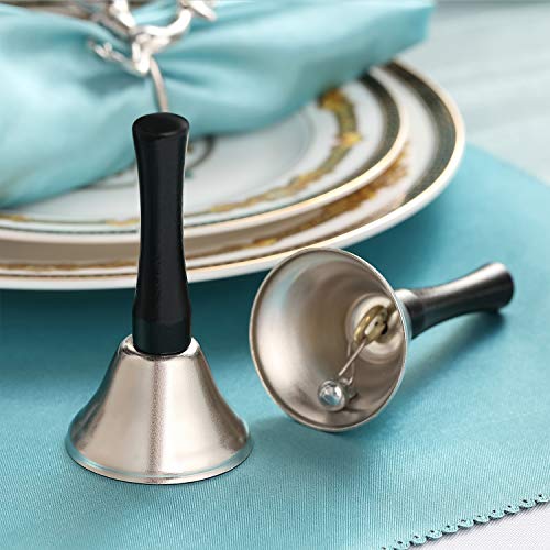 24 Pieces Hand Bells Steel Service Handbells Black Wooden Handle Diatonic Metal Bells Musical Percussion (Silver)