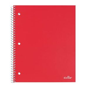 office depot® brand stellar poly notebook, 8″ x 10 1/2″, 1 subject, wide ruled, 200 pages (100 sheets), red