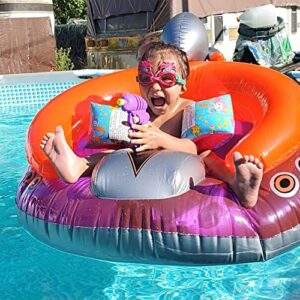 Swimline Inflatable Relaxing Suntan Lounge Water Raft Rectangular Tub and UFO Swimming Pool Lounge Chair Float with Built-in Sprayer