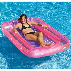 Swimline Inflatable Relaxing Suntan Lounge Water Raft Rectangular Tub and UFO Swimming Pool Lounge Chair Float with Built-in Sprayer