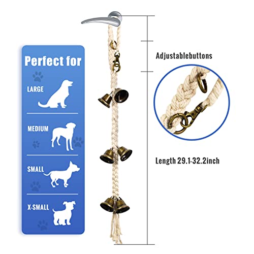 Maume Dog Bell for Door Potty Training, Adjustable Hanging Door Bell Length for Small, Medium and Large Dogs to Go Outside 2 Packs (Rustic Gold)