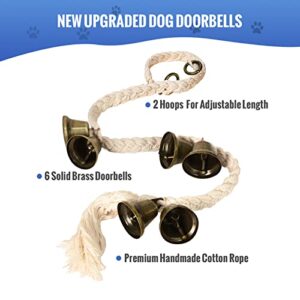 Maume Dog Bell for Door Potty Training, Adjustable Hanging Door Bell Length for Small, Medium and Large Dogs to Go Outside 2 Packs (Rustic Gold)