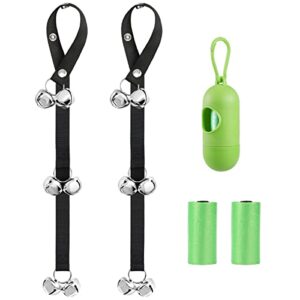 kytely upgraded dog doorbells 2 pack, adjustable dog bells dog door bell for potty training your puppy, bells for dogs to ring to go outside include 1 dog poop bag dispenser and 2 rolls waste bags