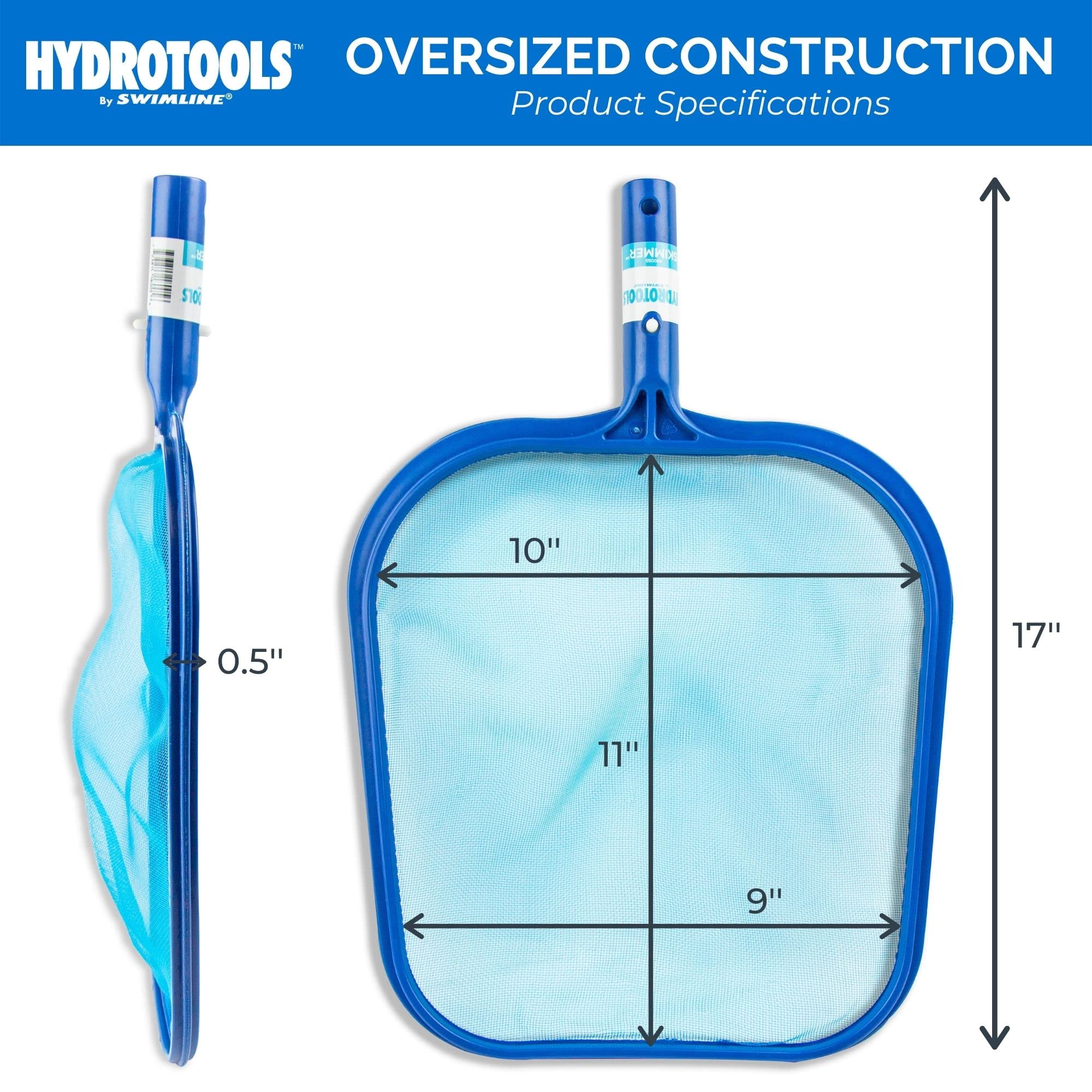 HYDROTOOLS By SWIMLINE 8005 Introductory Residential Leaf Skimmer Net Head Cleaner | For Swimming Pool Spa Fountain Pond Hot Tub | Leaves Bugs Debris Fine Cleaning Maintenance | Heavy Duty Extra Large