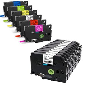 oozmas compatible labels replacement for brother label maker refills, 16 muti-color set