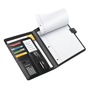 Office Depot® Brand Padfolio With Magnetic Closure And Calculator, 11 1/10"H x 10 1/2"W x 1 3/10"D, Black