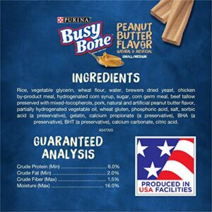 Busy Purina Bone Made in USA Facilities, Long Lasting Small/Medium Breed Adult Dog Chews, Peanut Butter Flavor - 6 ct. Pouch