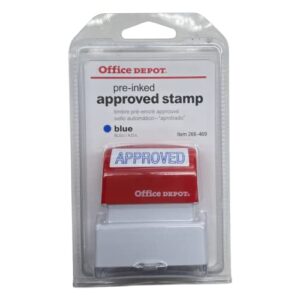 approved stamp (pre-inked) office depot, blue