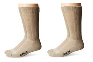 top flite diabetic non-binding cushion crew ultra dri socks 4 pair pack (l – usa shoe 9-13, khaki)