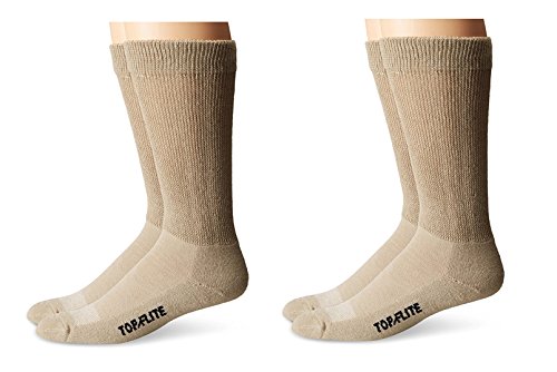 Top Flite Diabetic Non-Binding Cushion Crew Ultra Dri Socks 4 Pair Pack (L - USA Shoe 9-13, Khaki)