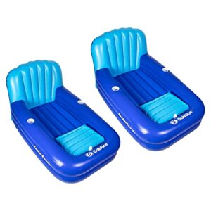 swimline 15181sf inflatable swimming pool or lake floating lounger cooler couch with 2 built-in cupholders and onboard ice cooler, blue (2 pack)