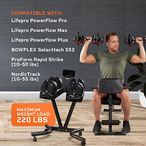 Lifepro Adjustable Dumbbell Stand for PowerFlow Pro & PowerFlow Max Adjustable Dumbbell Set - Adjustable Dumbbell Rack Stand for Convenience & Safety When Training - Durable Adjustable Weights Stand