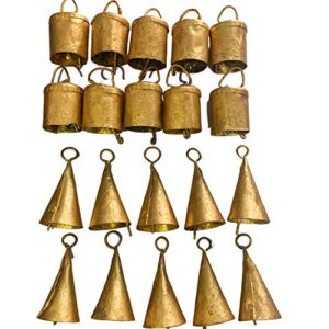 DIYANA IMPEX Vintage Indian Tin Bells Rustic Chime Vintage Jingle Bell Cow Bells Christmas Tree Crafts Decoration