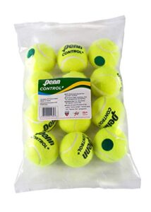 penn control plus tennis balls – youth felt green dot tennis balls for beginners – 12 ball polybag