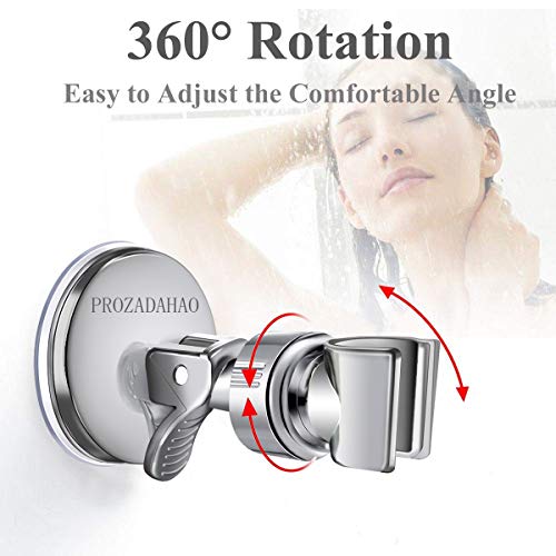 Adjustable Shower Head Holder, Bathroom Suction Cup Handheld Shower Head Bracket, Removable Handheld Showerhead & Wall Mounted Suction Bracket (Silver)