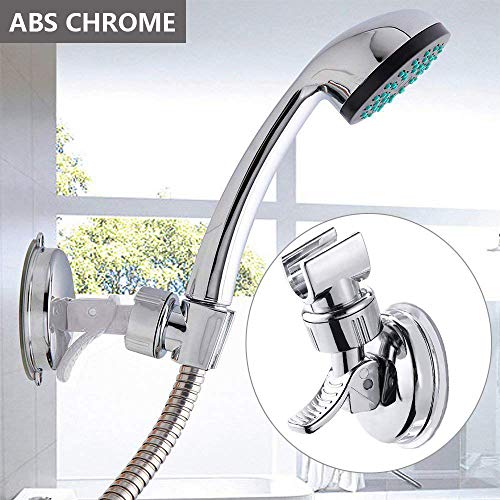 Adjustable Shower Head Holder, Bathroom Suction Cup Handheld Shower Head Bracket, Removable Handheld Showerhead & Wall Mounted Suction Bracket (Silver)