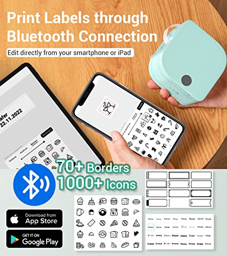 Phomemo Label Makers, P12 Label Maker Machine with Tape, Sticker Label Maker Compatible with Different Material Labels, Small Label Printer to iOS and Android Device, with Multiple Templates Font Icon