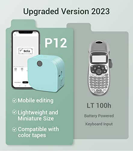 Phomemo Label Makers, P12 Label Maker Machine with Tape, Sticker Label Maker Compatible with Different Material Labels, Small Label Printer to iOS and Android Device, with Multiple Templates Font Icon