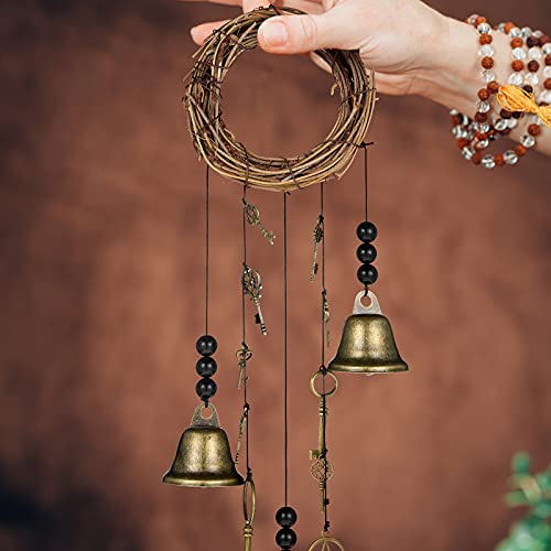 Witch Bells 2 Pieces Door Knob Hanger Witchcraft Decor Wind Chimes Positive Energy Decor Magic Home Protection Bells Handmade Clear Negative Energy Witch Door Knocker for Boho Decor (Classic Style)