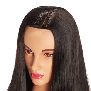 Hairingrid 26"-28" Mannequin Head Hair Styling Training Head Manikin Cosmetology Doll Head Synthetic Fiber Hair and Free Clamp Holder (Black)