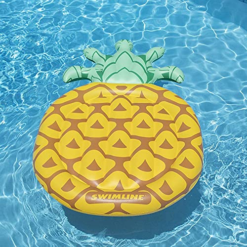 Swimline 90649 Giant 88" Inflatable Tropical Pineapple Swimming Pool Float, Lake Water Raft Lounger with Headrest for 1-2 People, Yellow (6 Pack)