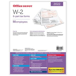 Office Depot® Brand W-2 Laser Tax Forms, 6-Part, 2-Up, 8-1/2" x 11", Pack of 50 Form Sets