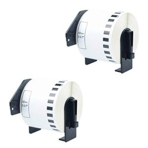 KCMYTONER 2 Rolls Compatible for Brother DK-2205 DK2205 White Continuous Length Paper Tape Labels 2.4 inch x 100 feet use in Ptouch Q Touch QL-500 QL-650 QL-1050 QL-1060 QL-720NW Series Label Makers