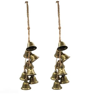 2 pieces witch bells protection for door knob hanger wind chimes witchy things clear negative energy witchcraft supplies for boho home room decor (brown, 2)