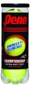 penn championship high altitude – extra duty felt pressurized tennis balls, 1 can, 3 balls